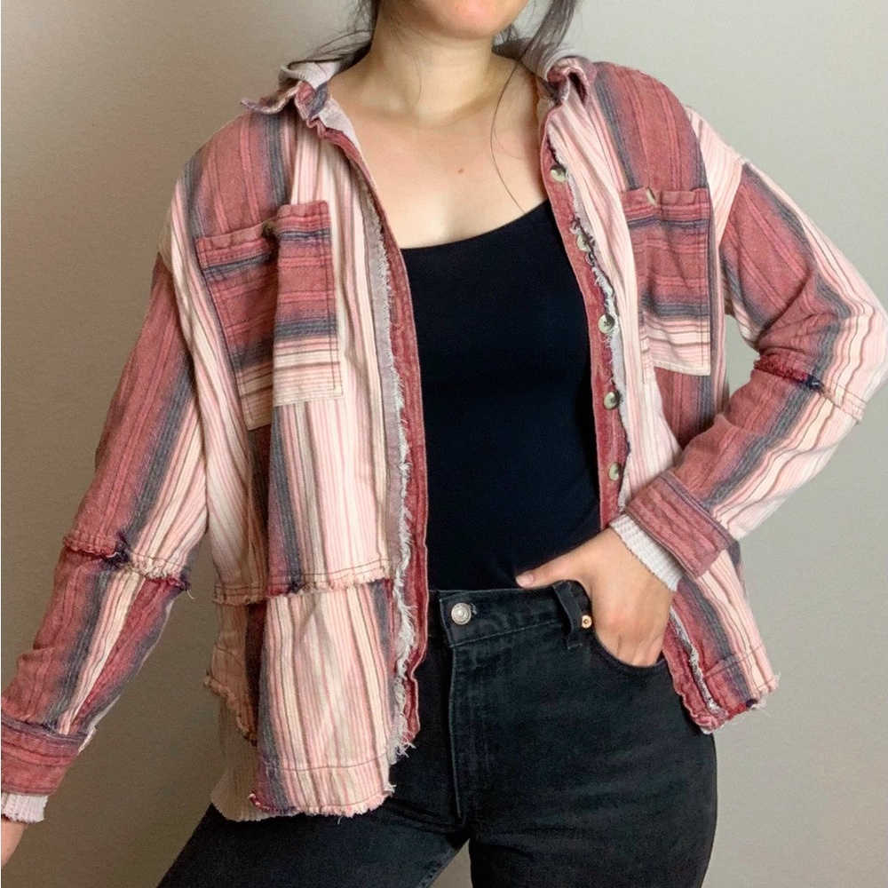 We The Free Flannel Waffle Knit Jacket Size XS